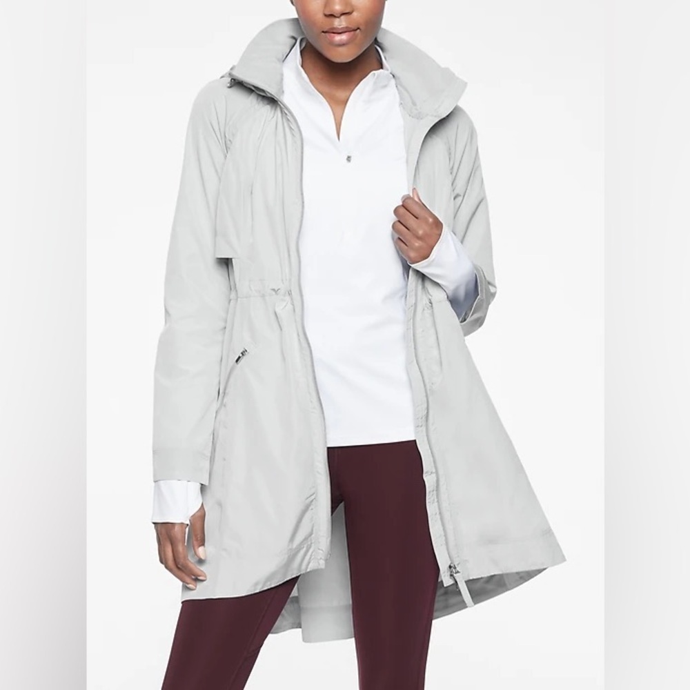 Athleta Rain Drop Jacket Silver Light Gray Lightw… - image 1